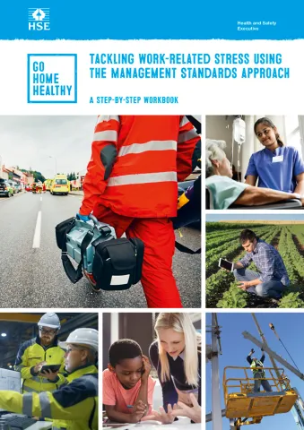 An image of the tackling work-related stress using the management standards approach workbook.
